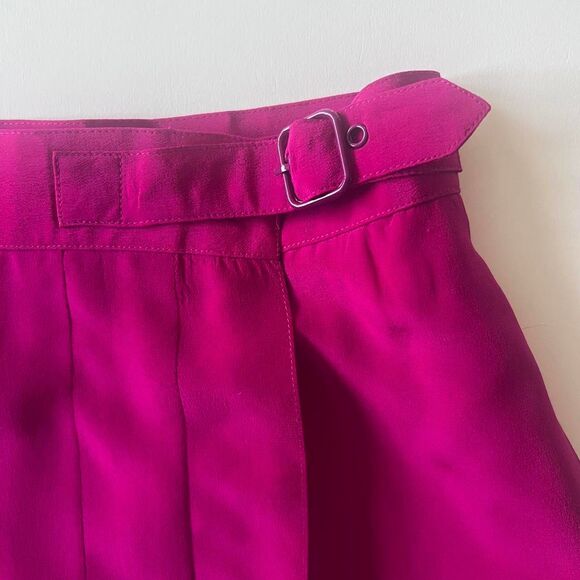 90s pink silk wrap midi skirt with pockets - Picture 4 of 8